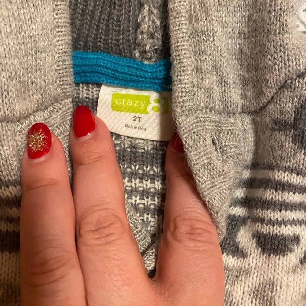 EUC crazy 8 wool sweater with hood size two toddler - Picture 3 of 5